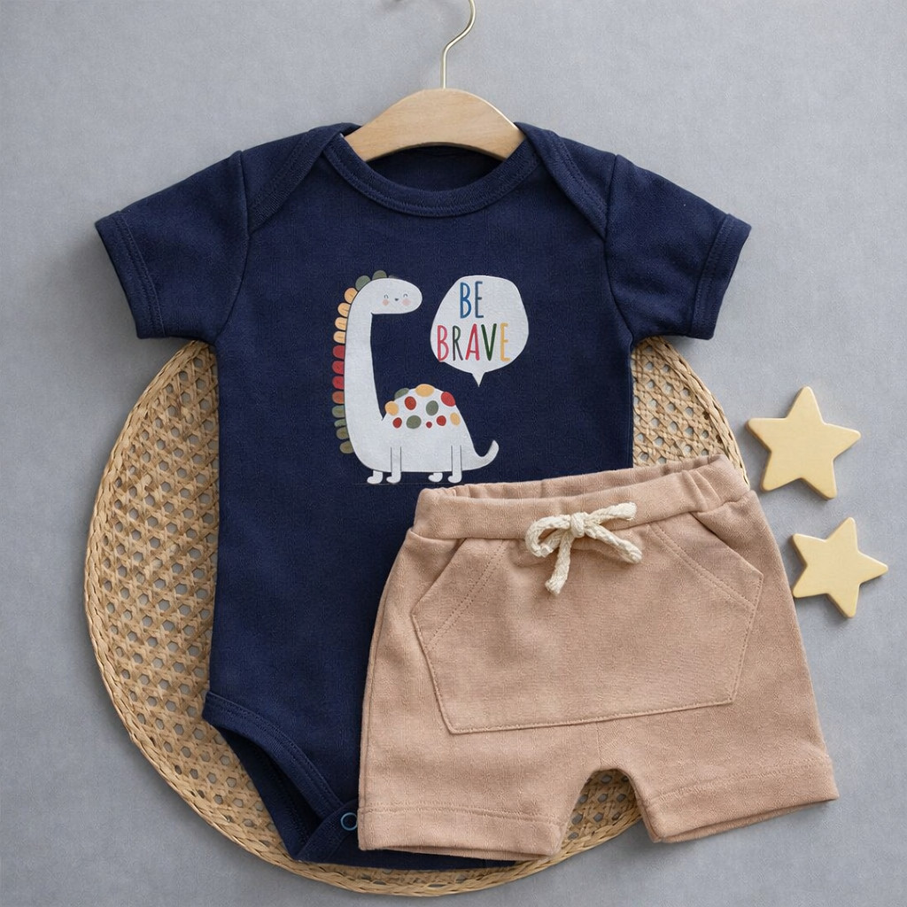 Conjunto de bebê Infantil Verão Menino Body e Sh