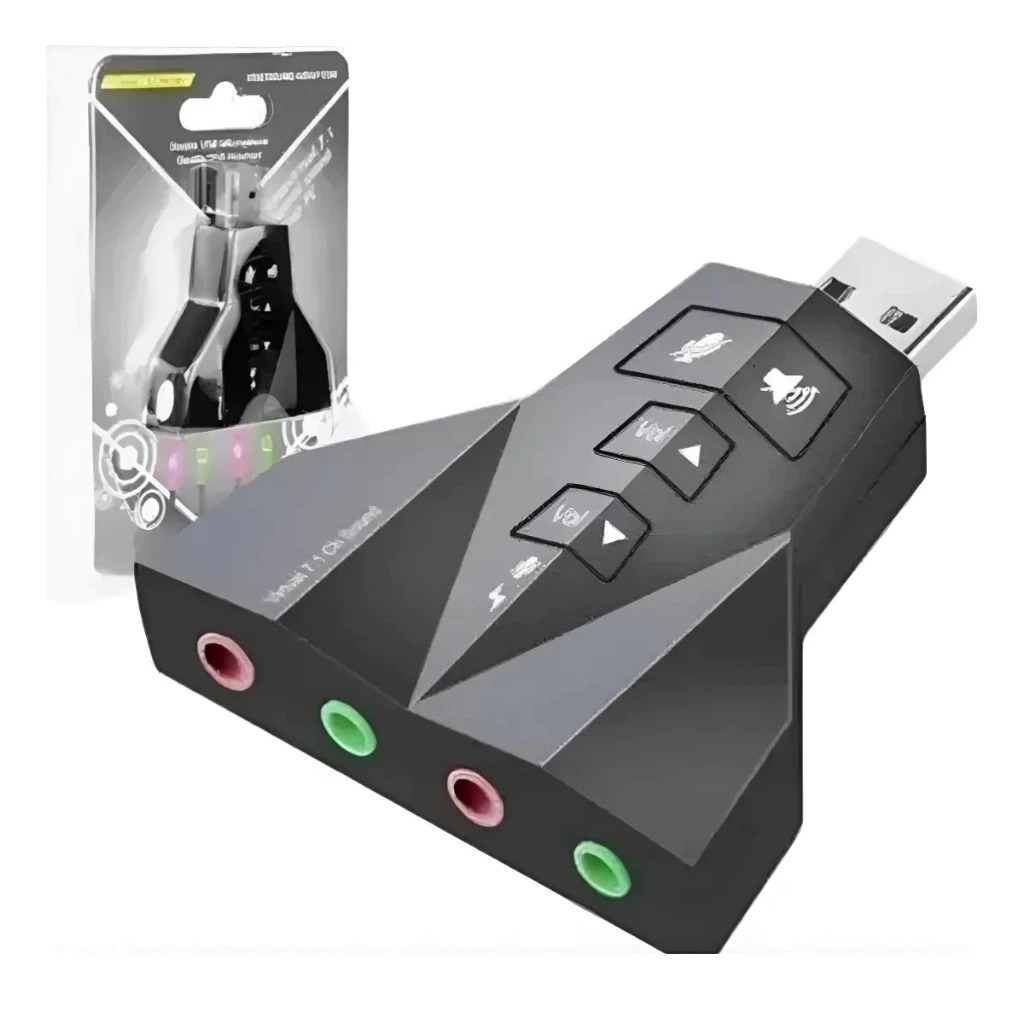 kit Placa De Som Audio Usb Externa 7.1 Entrada P2 