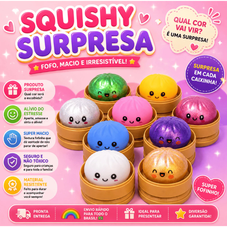 Squishy Brinquedo Surpresa Antiestresse Bolinho Fo