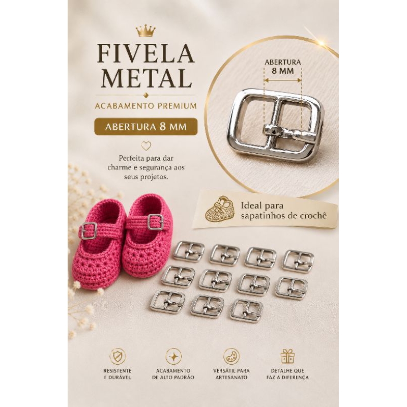 Fivela 8mm metal 200 peças
