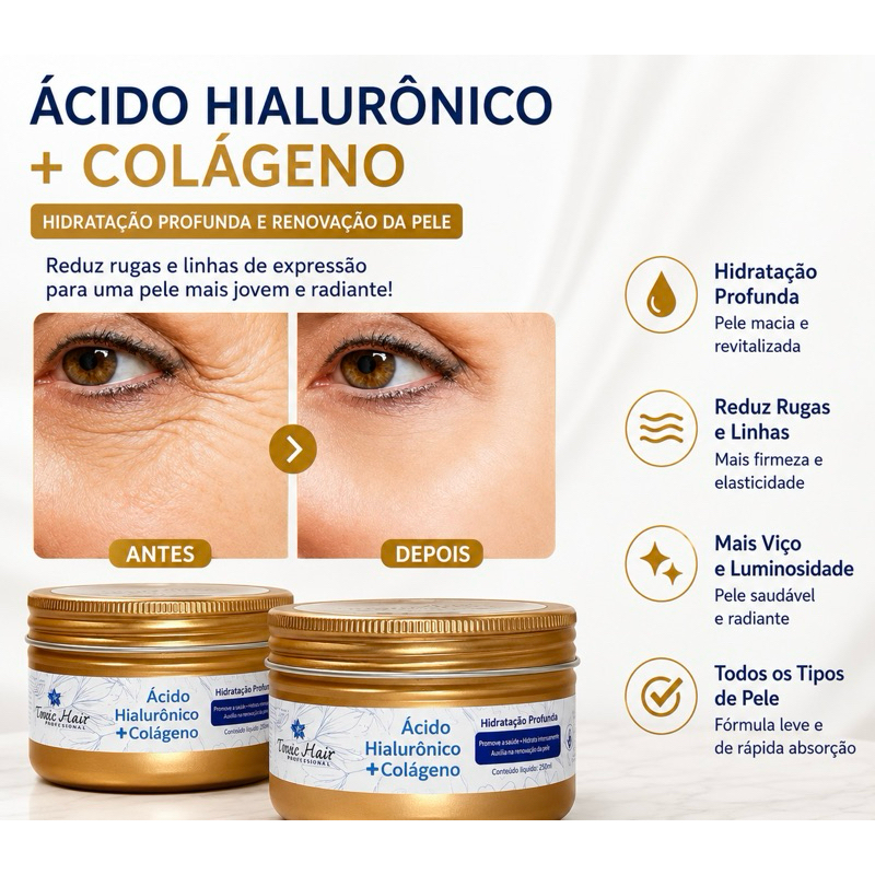 Creme de Ácido Hialurônico Th Colágeno Antiruga