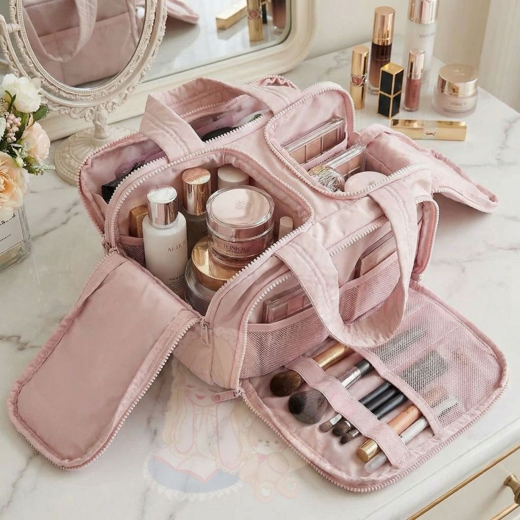 Bolsa cosmética portátil de grande capacidade, l