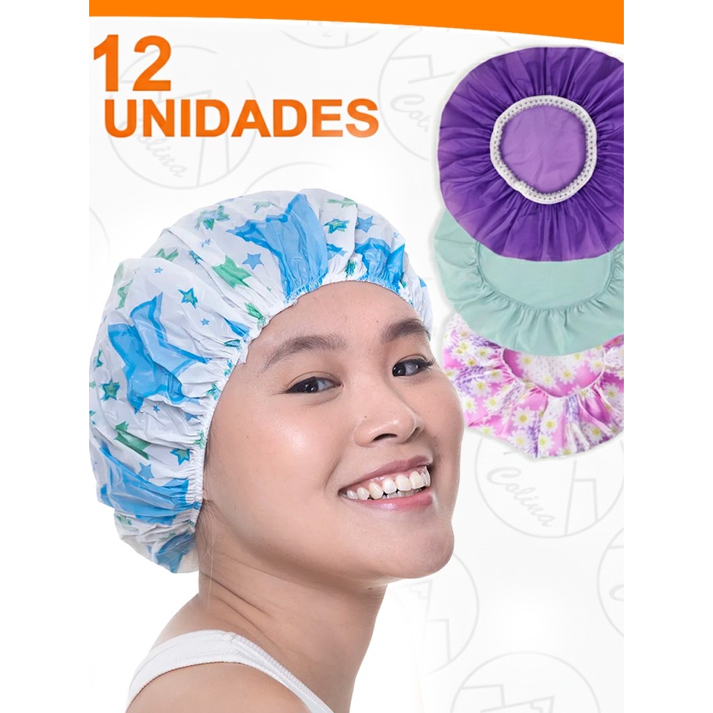 Kit 12 Toucas Para Banho Com Elástico Impermeáve