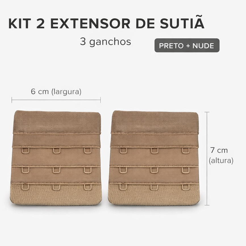 Kit 2 Extensor Prolongador de Sutiã 3 ganchos Ref