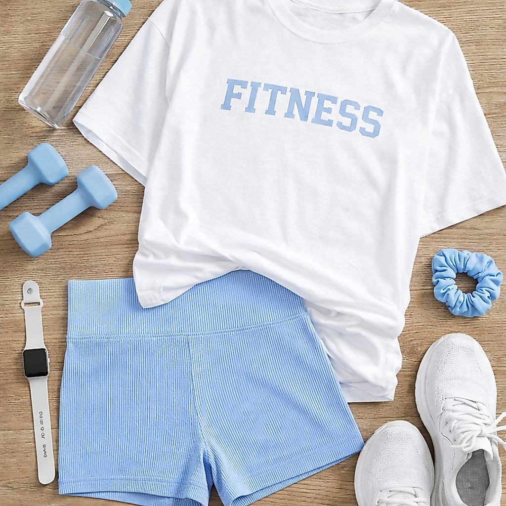 Short + Camiseta  de Academia Cintura Alta Short Y