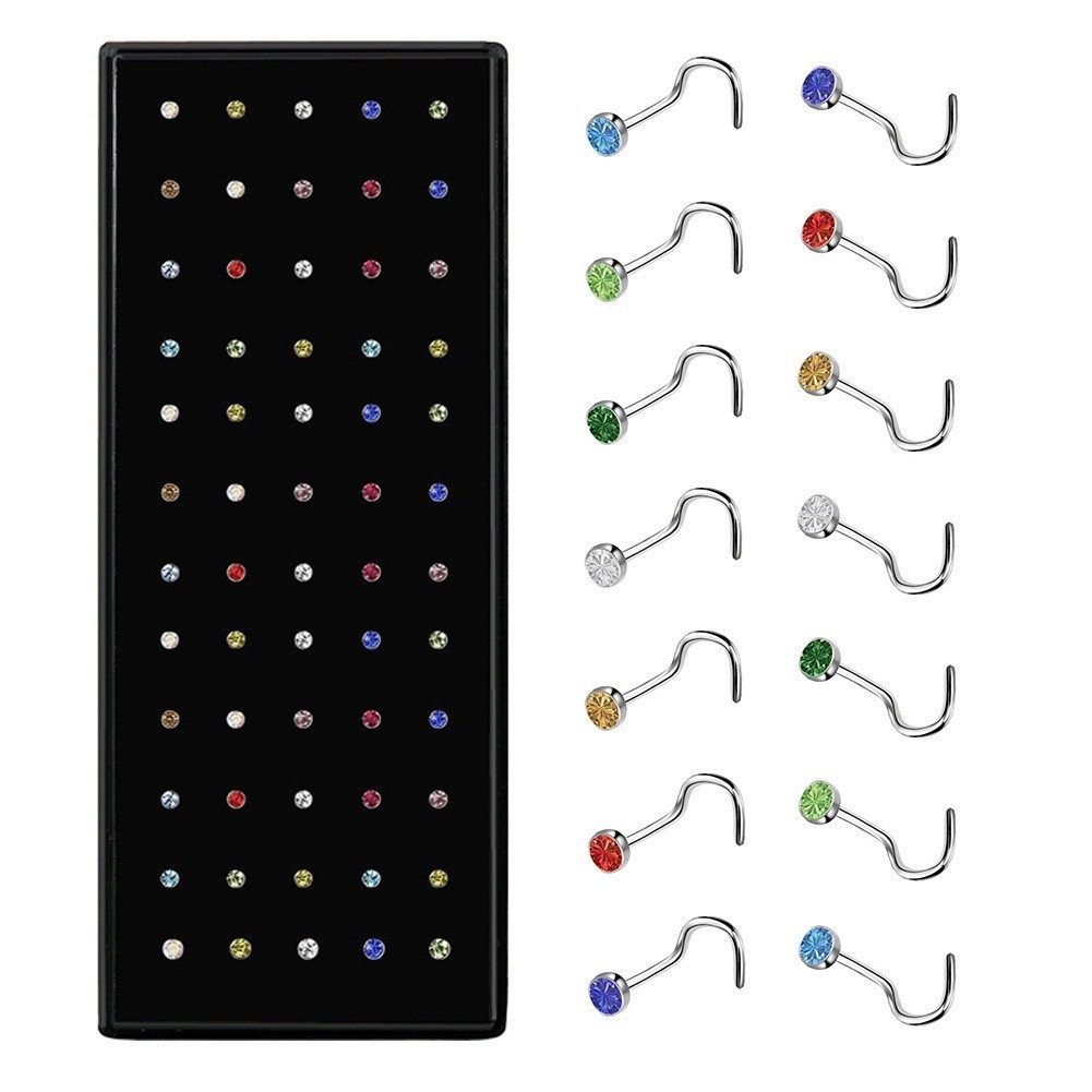 TB Shop Moda Kit Com 40 Piercing de Nariz Cristal 