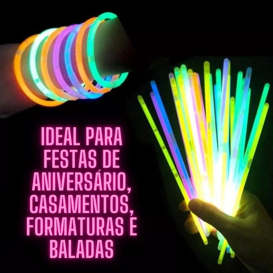 Kit 50/100/200 Pulseira Neon Fluorescente Brilhant