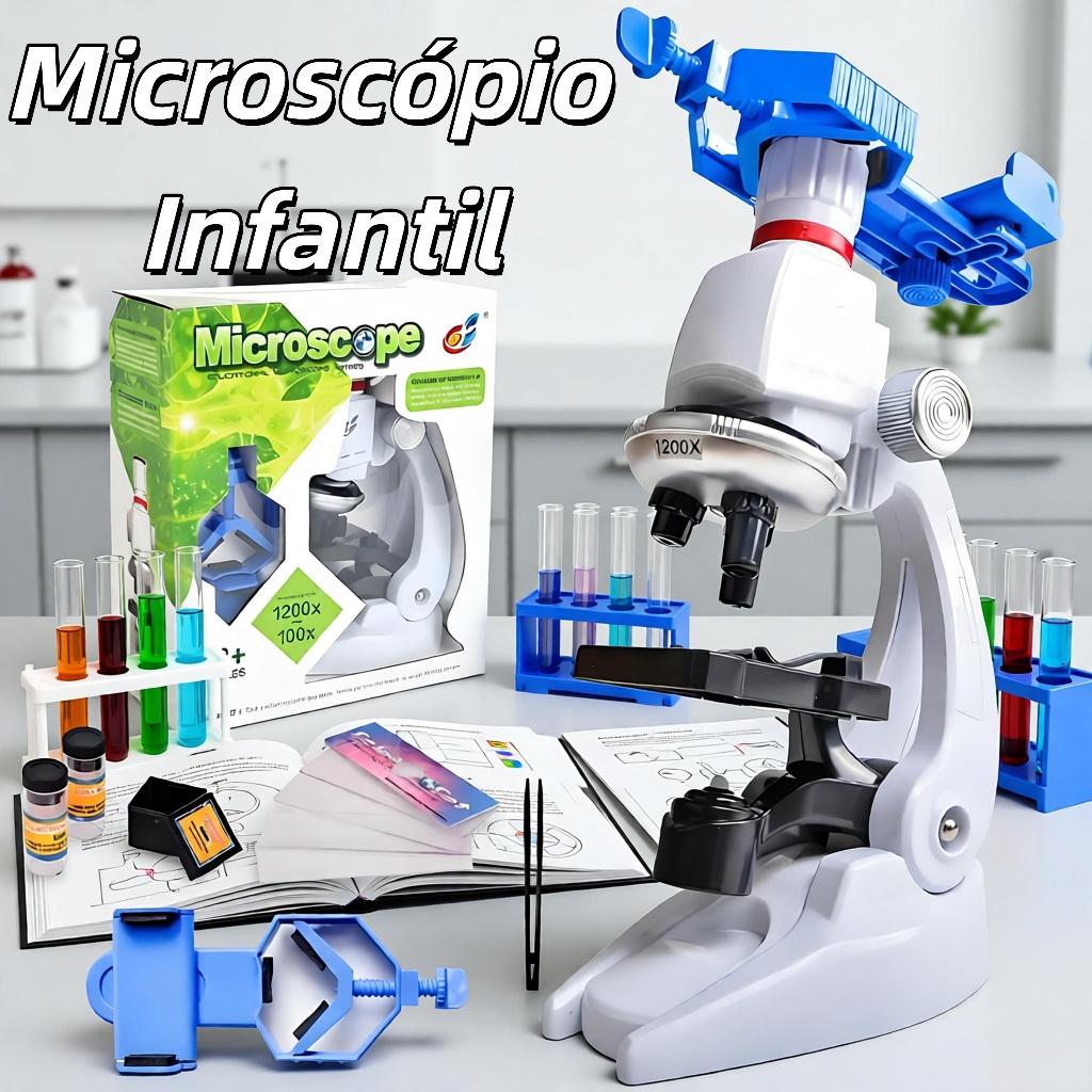 Microscópio Infantil 1200x Zoom + Acessórios