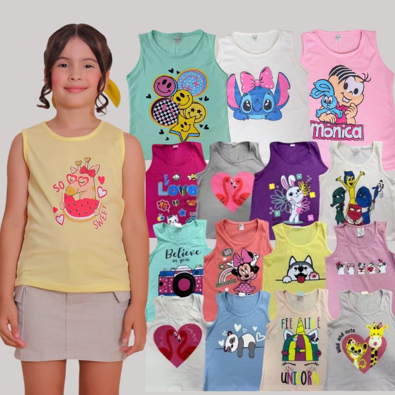 kit 5 Regata Infantil menina  Tamanhos 2, 4, 6 e 8