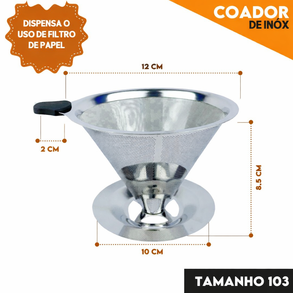 Filtro de Café Inox Reutilizável 103 Sem Papel, 