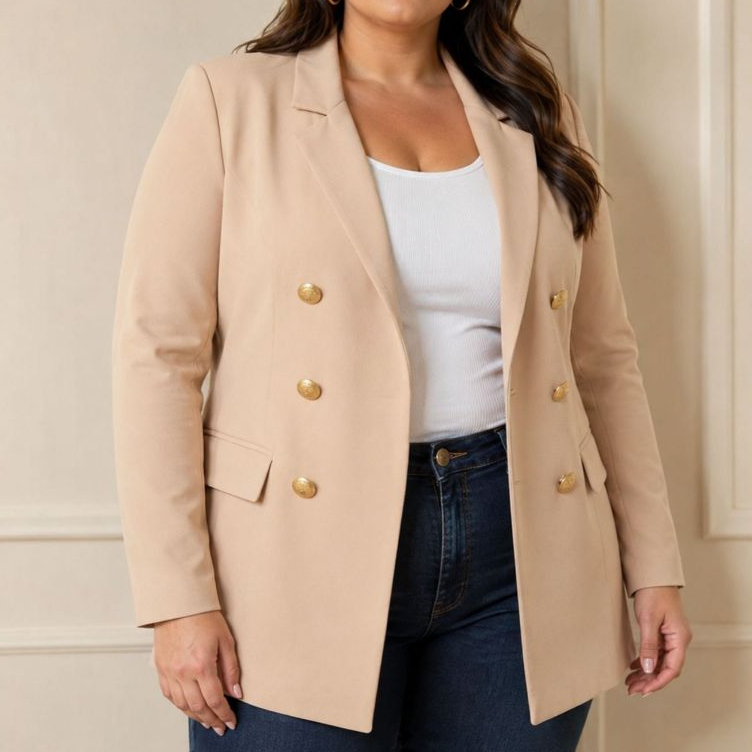 Blazer Feminino Plus Size Alfaiataria Sem Forro |