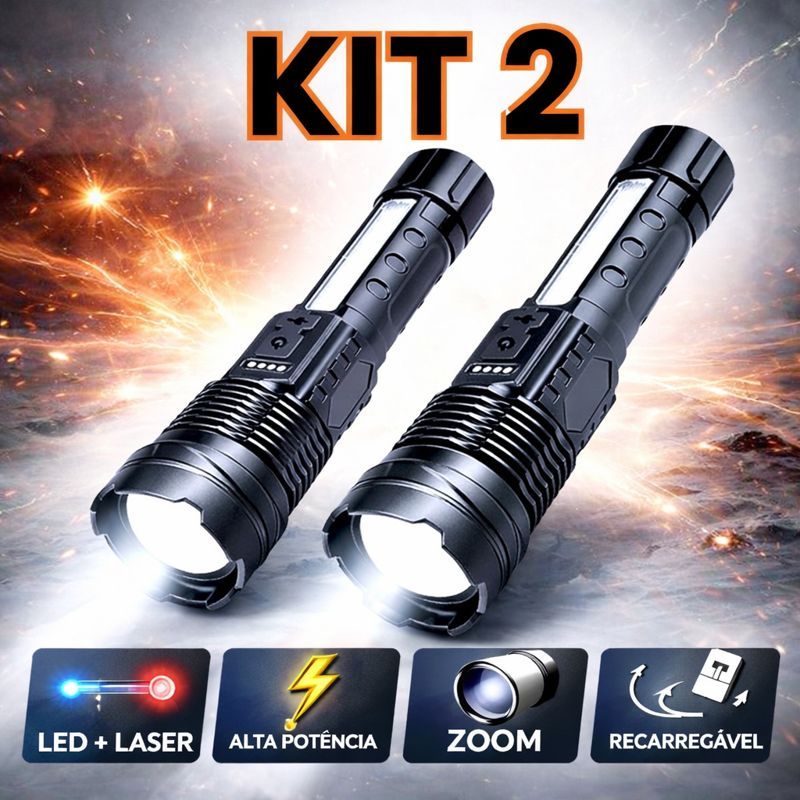 Lanterna Tática LED com Laser de Alta Potência M
