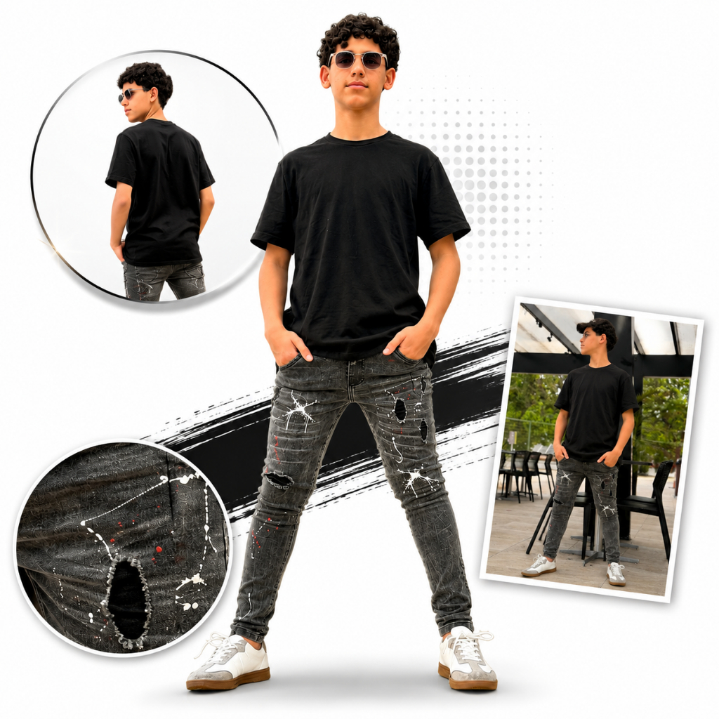 Calça Jeans Juvenil Estilo Jogador Skinny Cinza R