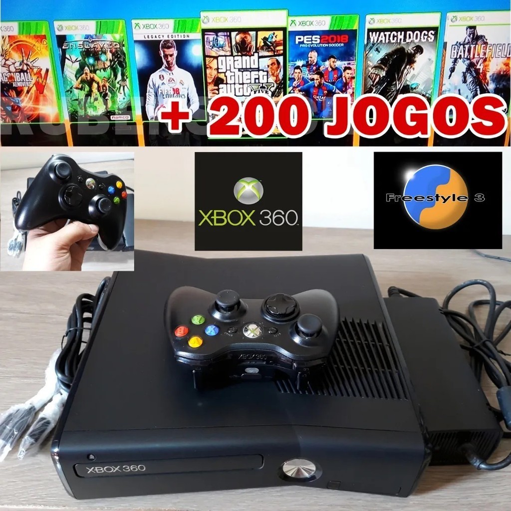 Xbox 360 Desbloqueado RGH 200 Jogos no HD
