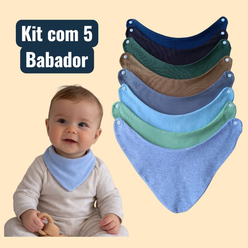 Kit 5 e10  Babador Infantil Menino de Malha