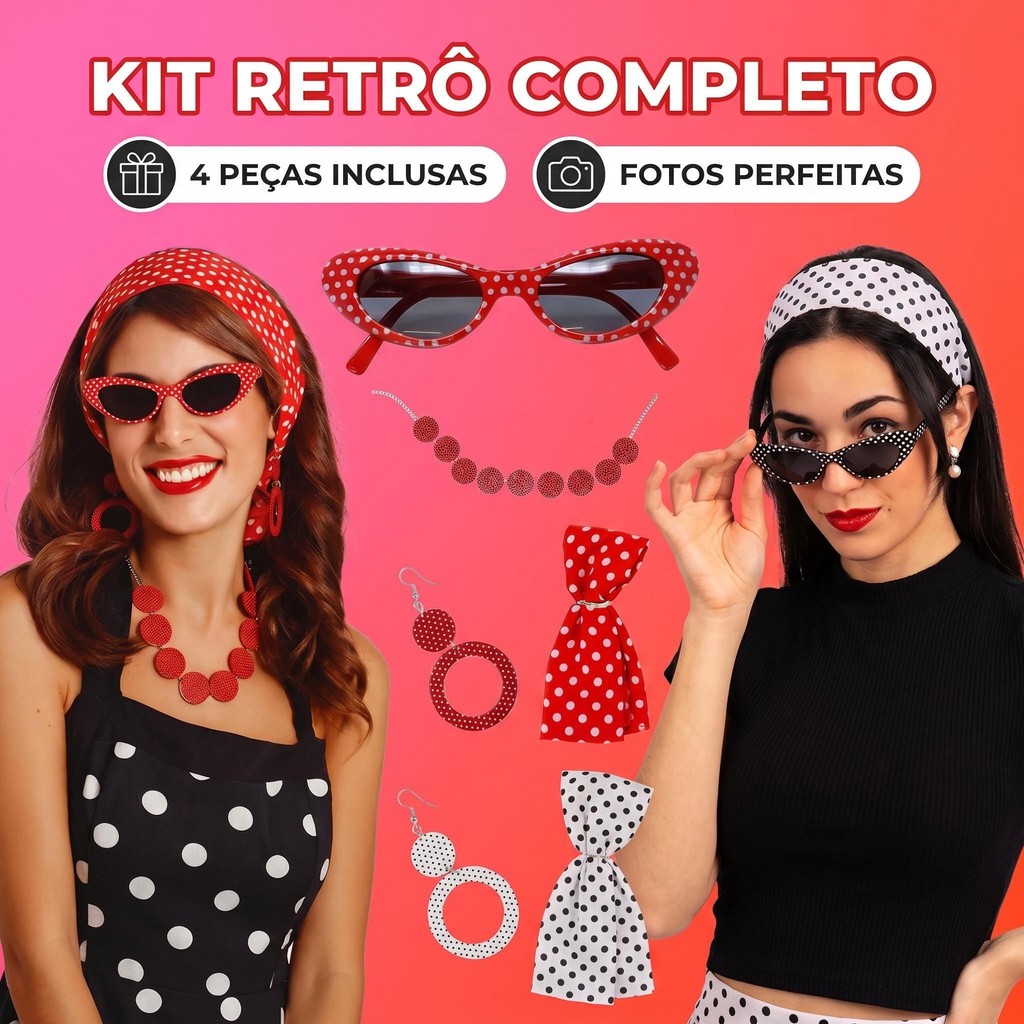 Kit C/ 04 Acessórios Cosplay Audrey Hepburn Acess