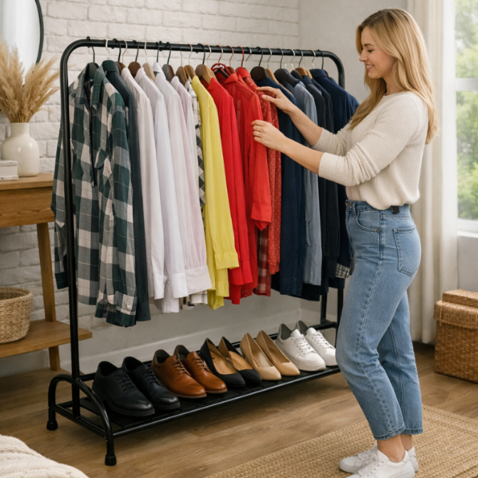 Arara De Roupas Organizador Desmontável Aço Sapa