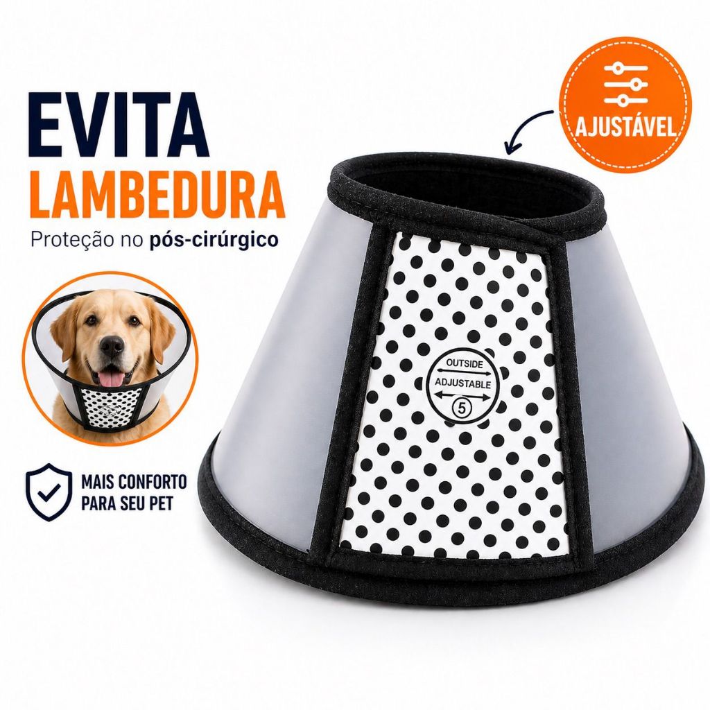 Colar Elizabetano Premium para Cachorro e Gato Tam