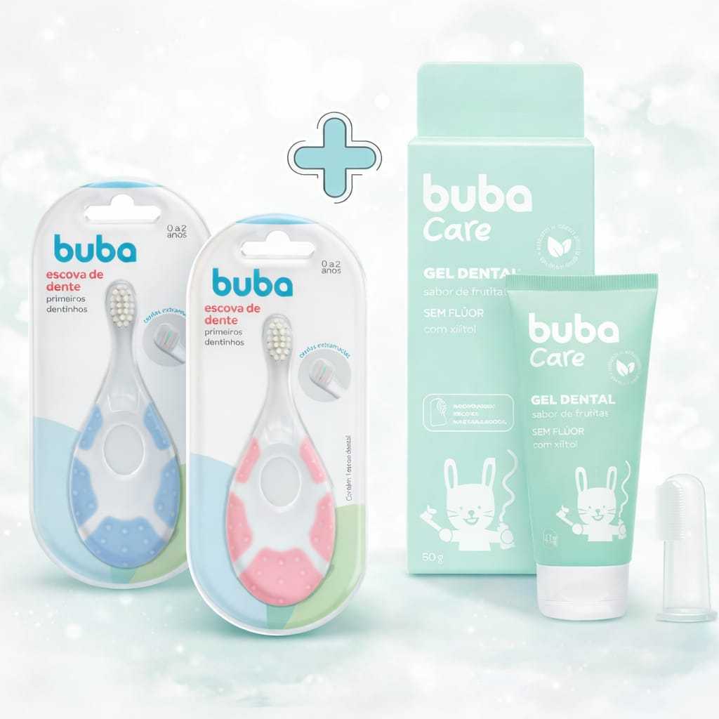 Kit Buba Care Bebê Escova de Dente + Gel Dental c