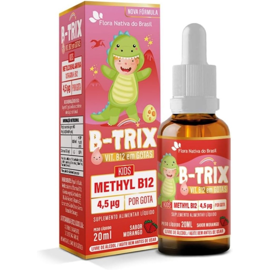 B-Trix Vitamina B12 em Gotas 20ml Sabor Morango &#