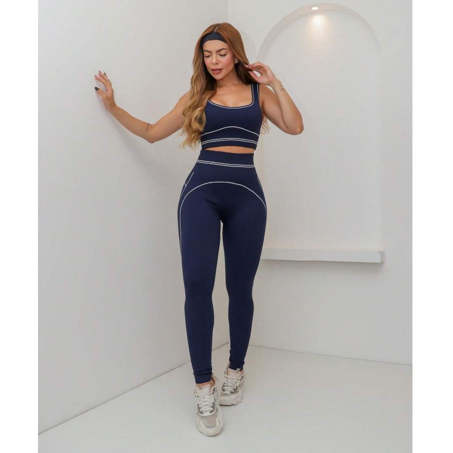 Conjunto Fitness Feminino Canelado Premium com Boj