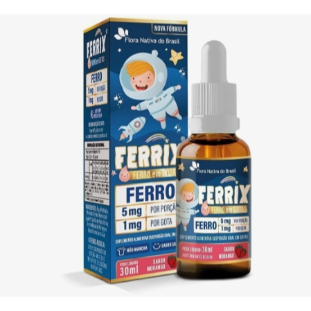 Ferrix Ferro em Gotas 30ml Sabor Morango – F