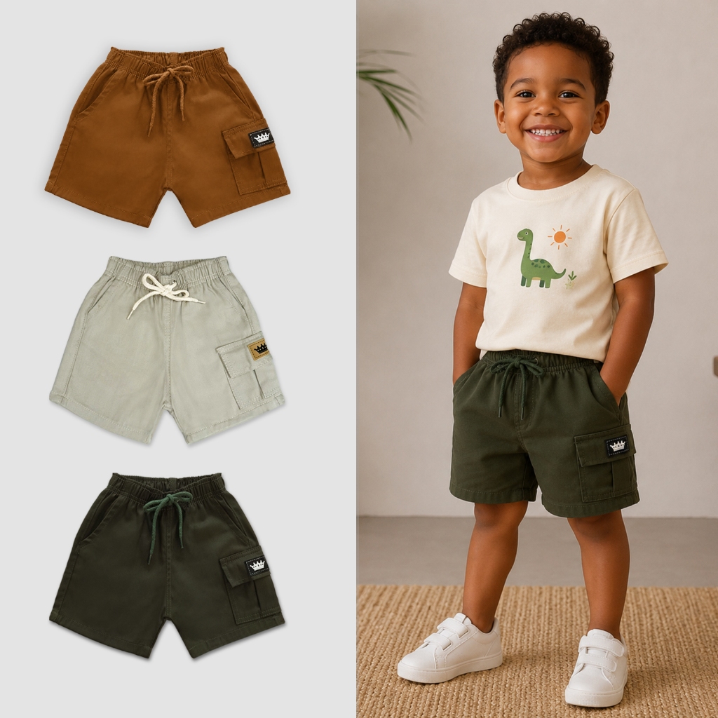 Short Cargo Infantil Juvenil Mauricinho Brim Menin