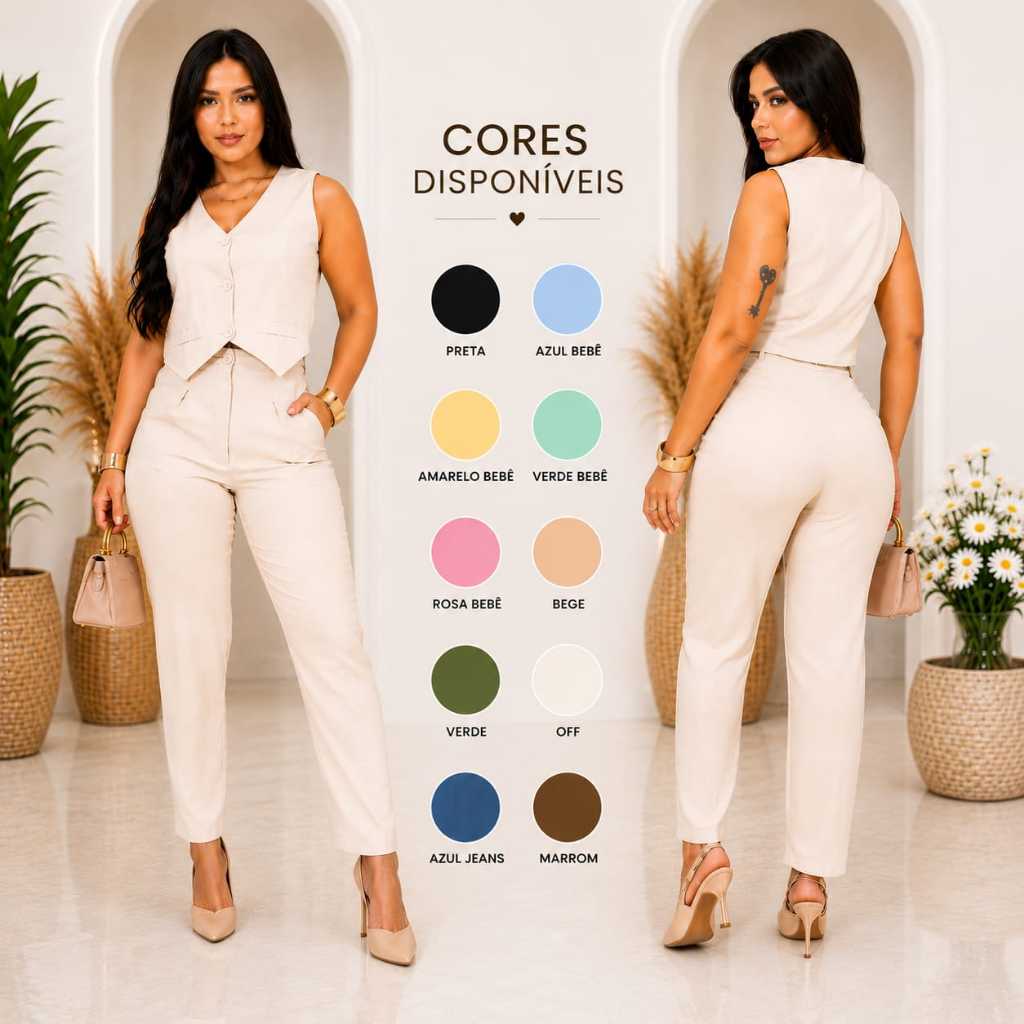 Conjunto Alfaiataria Estiloso Colete + Calça Tend