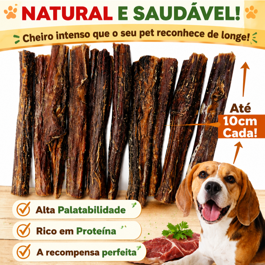 Esôfago Bovino Palito 10 unidades, Desidratado pa
