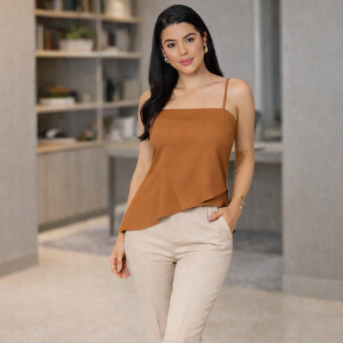 Blusa Regata Feminina Assimétrica Alcinha Leve Di