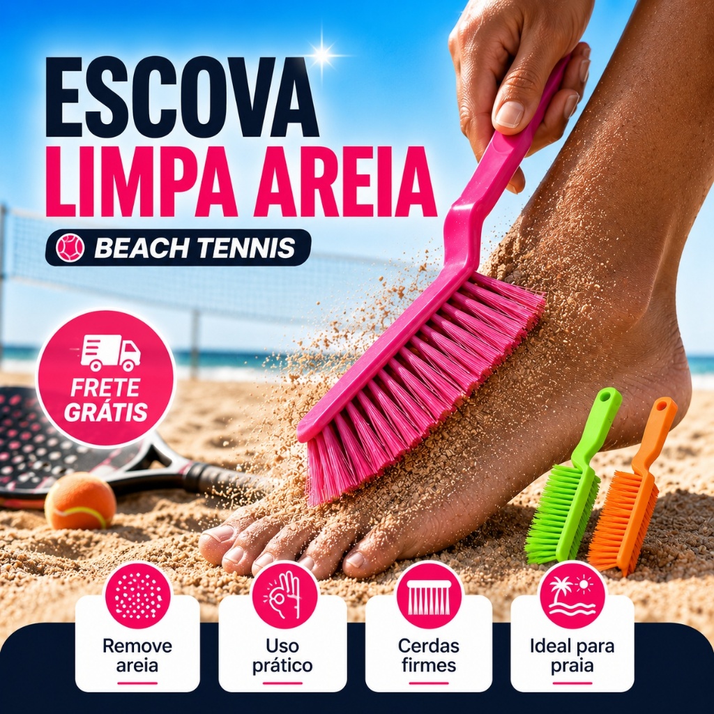 Escova Beach Tennis Futevolei Volei de Praia Limpa