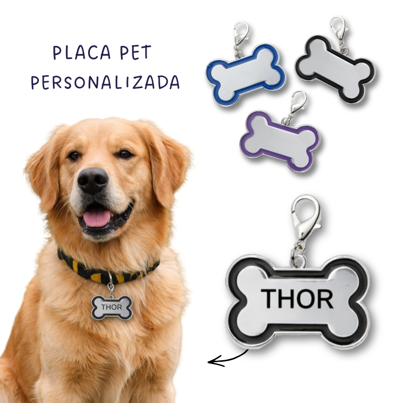 Placa Pet Personalizada Gravação a Laser Metal F