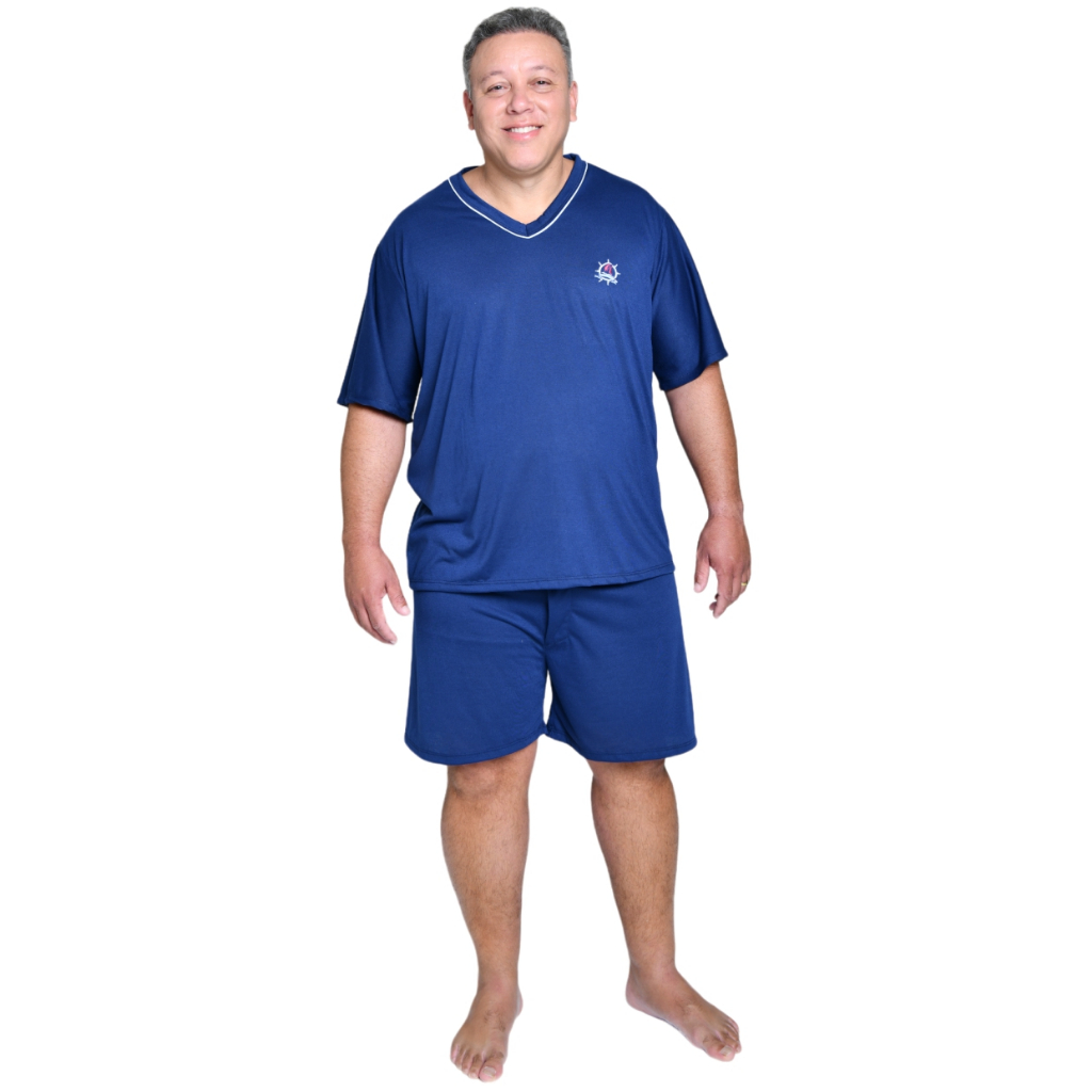 Pijamas Masculino Manga Curta e Short Leve e Estil