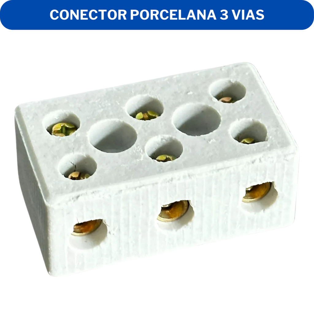 Kit 2 Conector Porcelana 3 Vias 6mm 10mm 16mm R