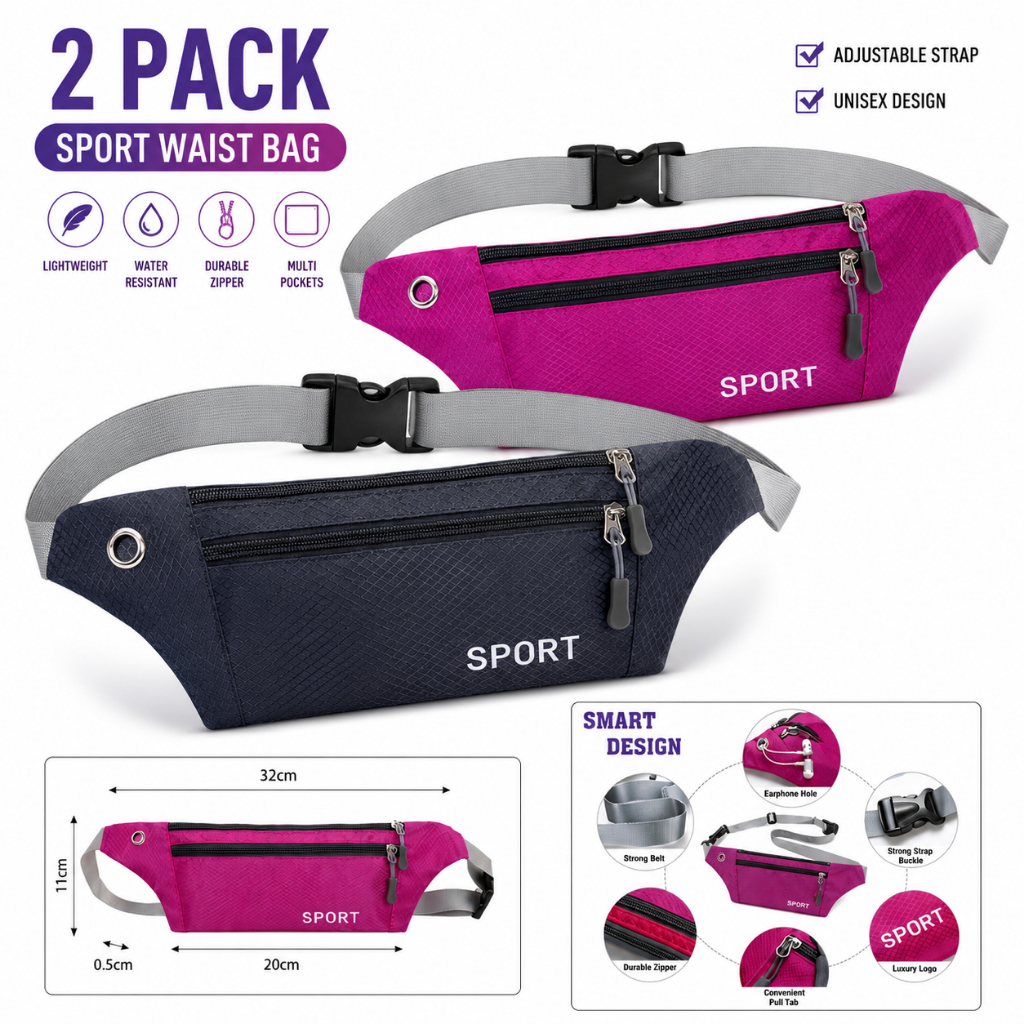 Kit 2 Pochetes Esportivas Impermeáveis com Zíper