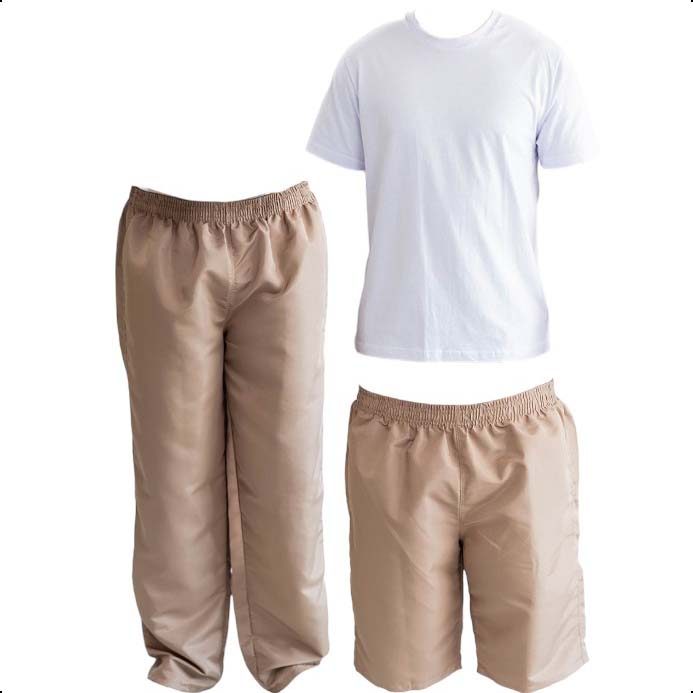 Kit 3 Peças 1 Camiseta Branca + 1 Bermuda Tactel 