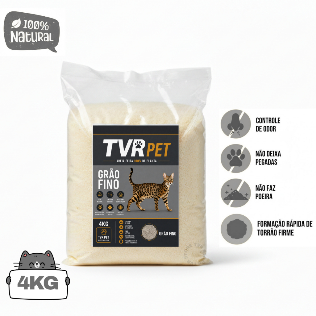 Areia Biodegradável Higiênica 4Kg Para Gato 100%