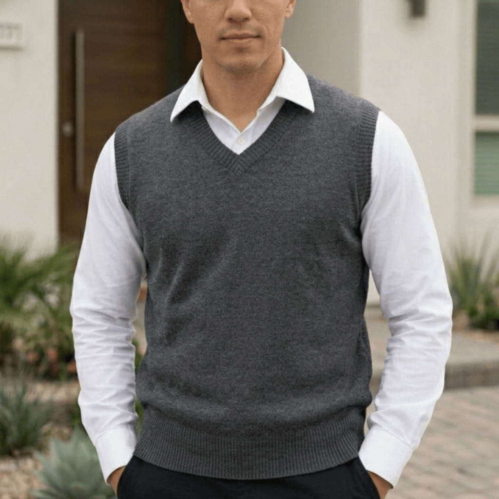 Colete Masculino Gola V Básico Tricot Pullover Ca