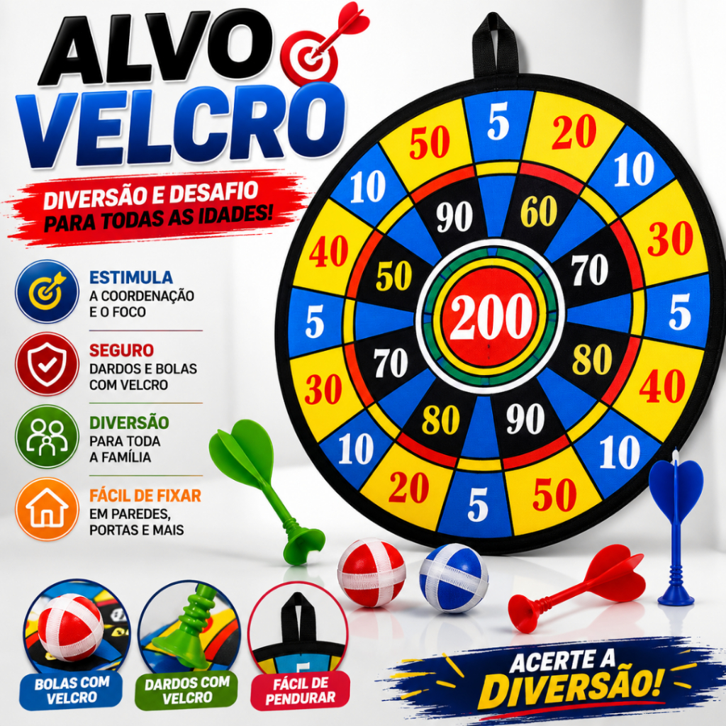Tiro Ao Alvo Tecido Velcro Bolinha Jogo Brinquedo