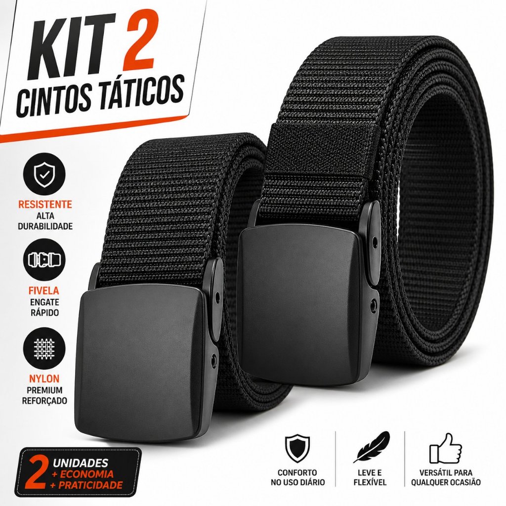 Kit 2 Cintos Táticos Masculinos Fivela Engate Rá
