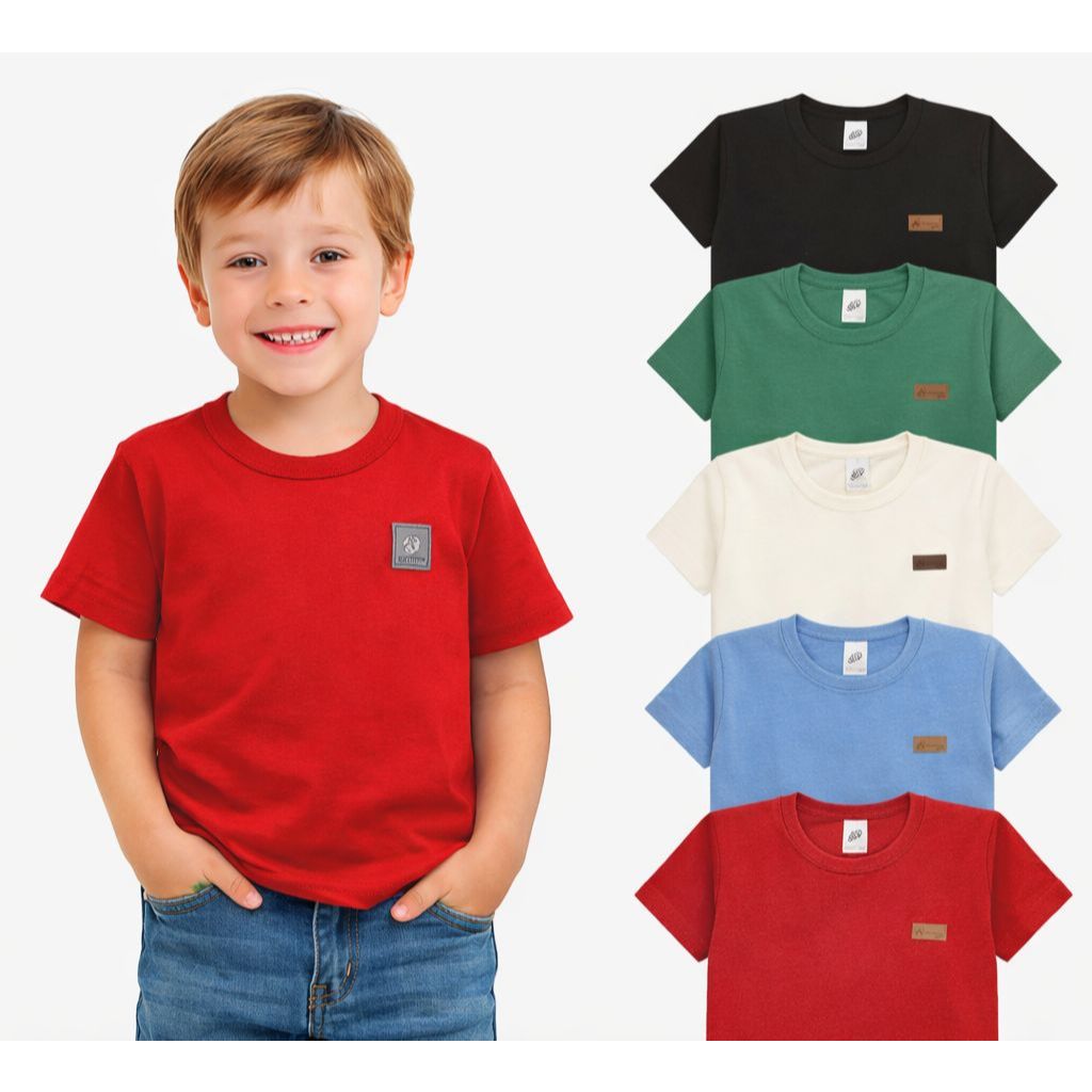 KIT 3 CAMISETAS INFANTIL MENINO LISAS BASICAS 100%