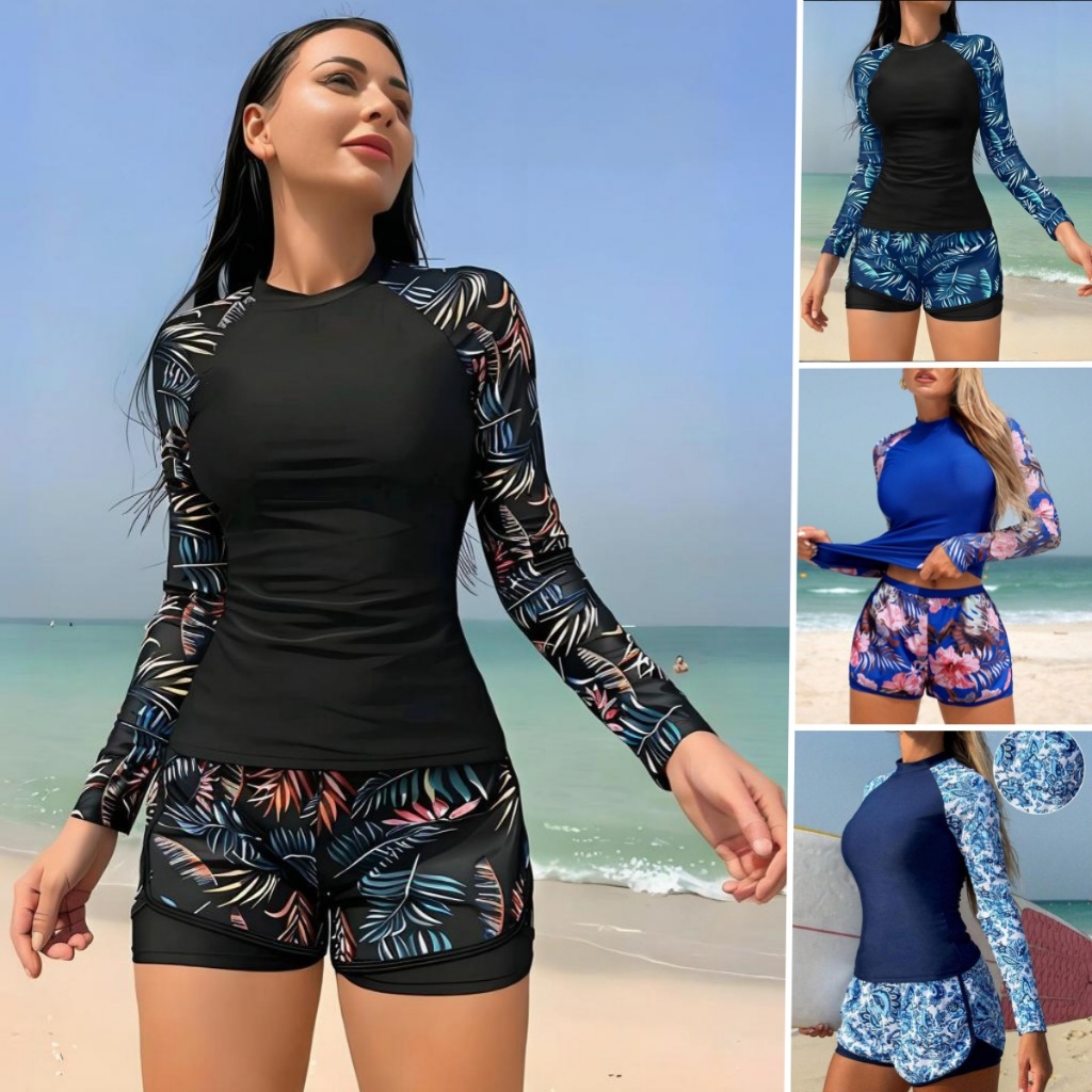 Maiô De Praia Feminino Proteção UV Fato De Rash