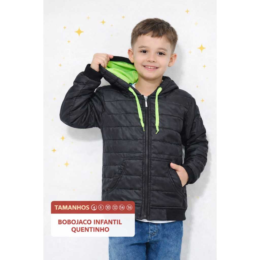 Jaqueta Bobojaco Infantil Inverno Com Capuz Super 