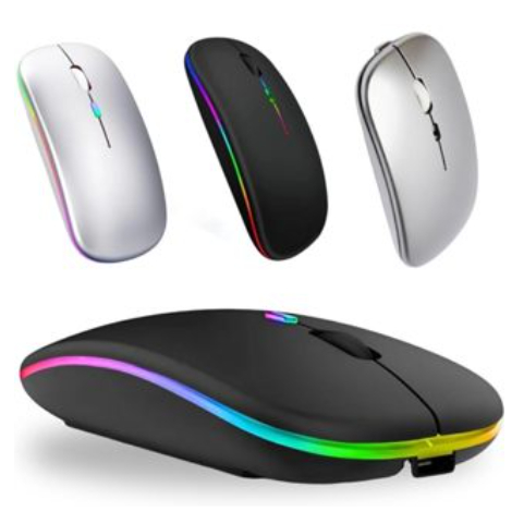 Mouse Sem Fio Wireless Recarregavel Led Rgb 2,4GHz