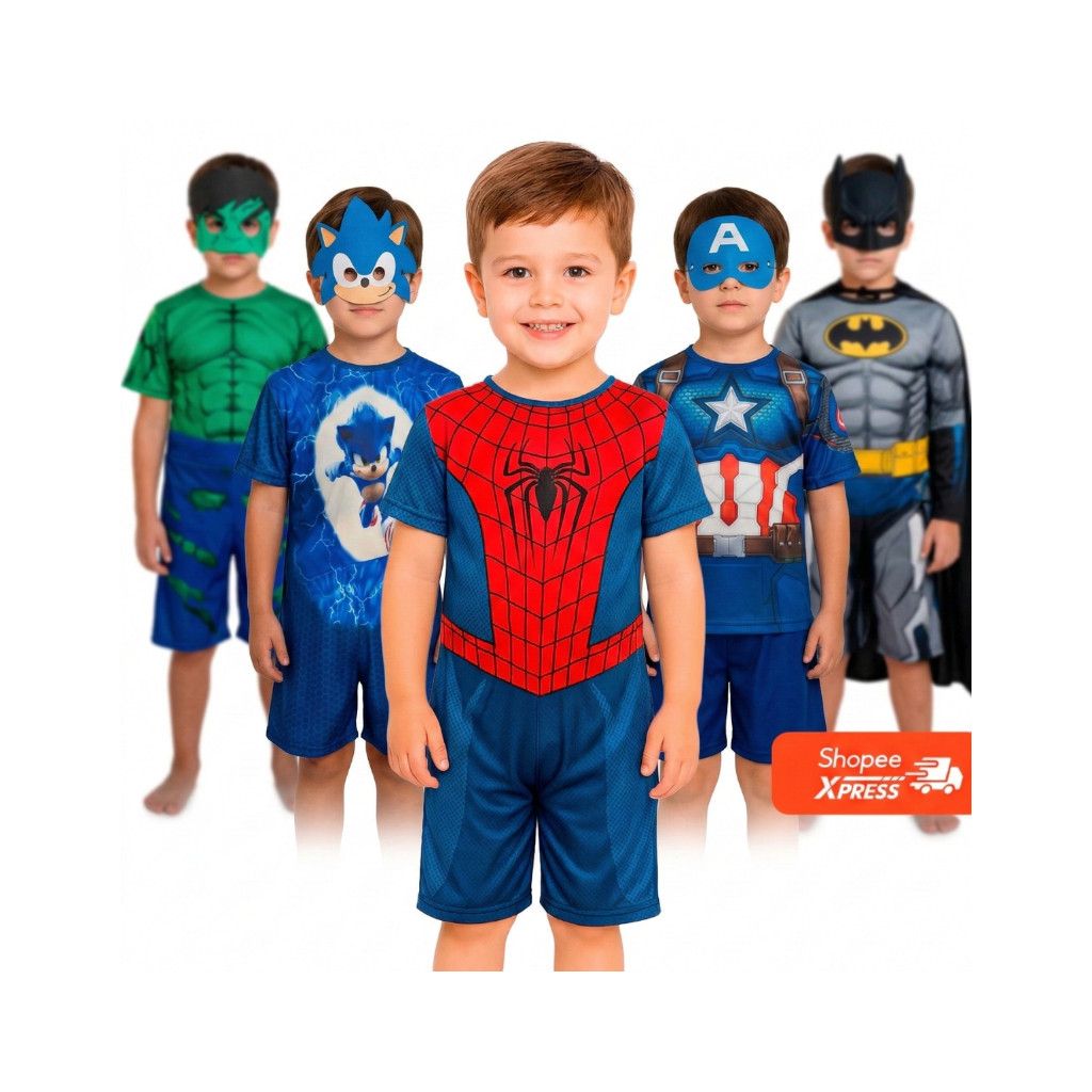 Fantasia Infantil de Super-Herói com Máscara e C