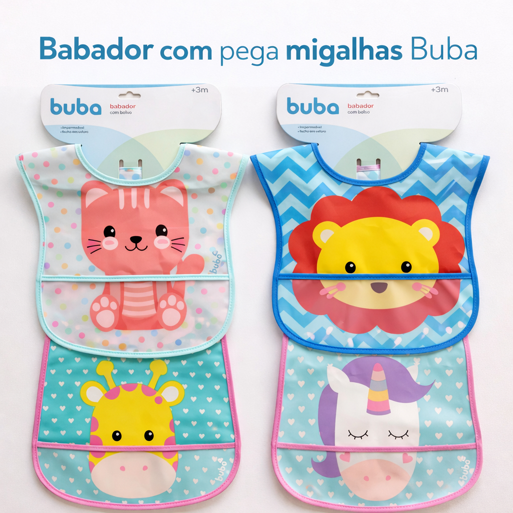 Babador para Alimentação Infantil Buba com pega 