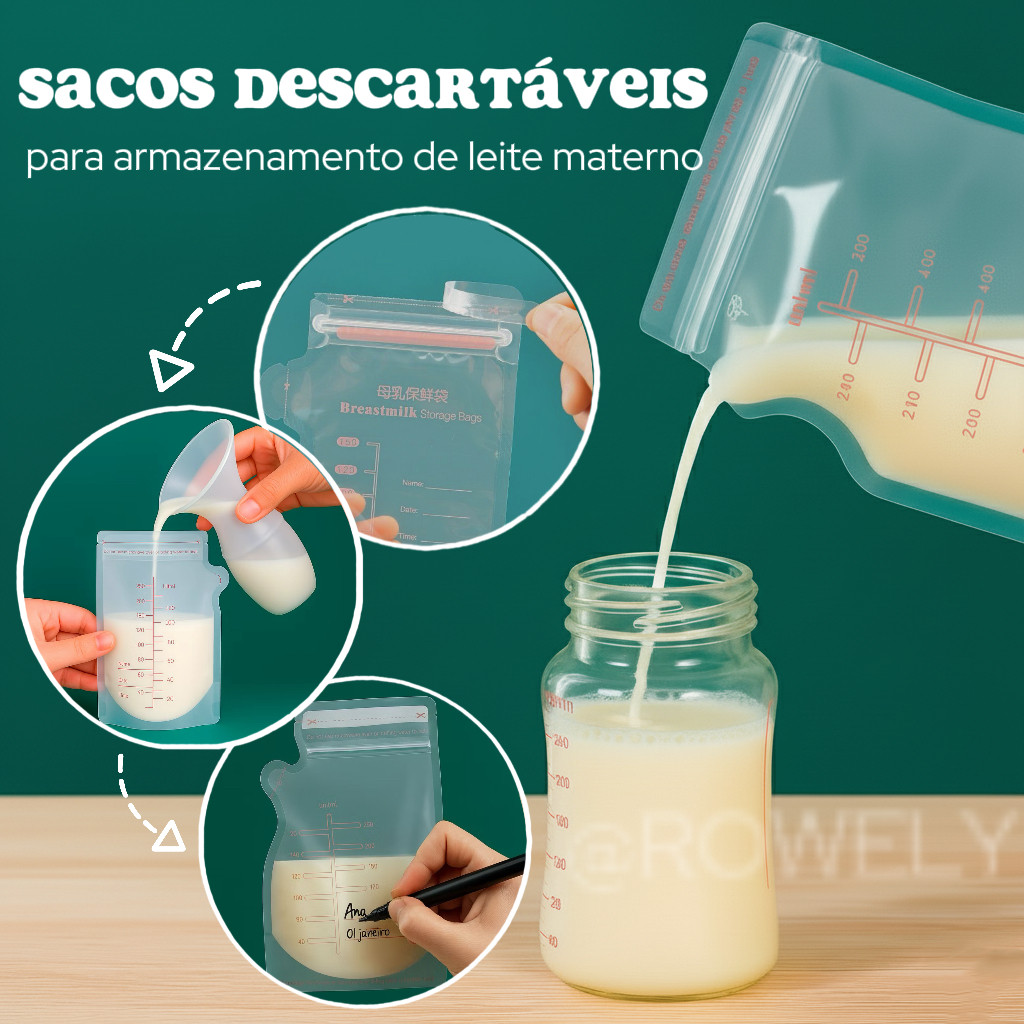 Kit 30 Sacos Descartável de Armazenamento de Leit