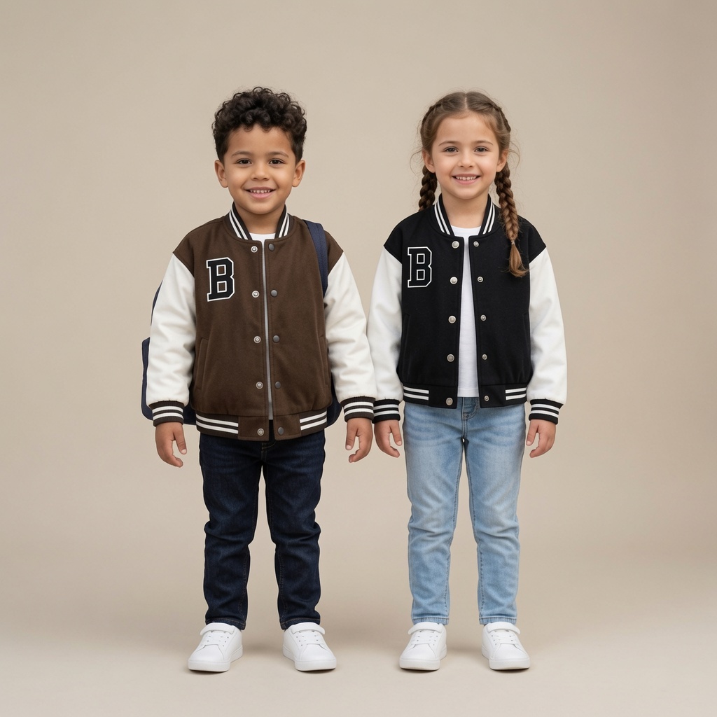 Jaqueta Bomber Infantil Estilo College. (FORMA PEQ