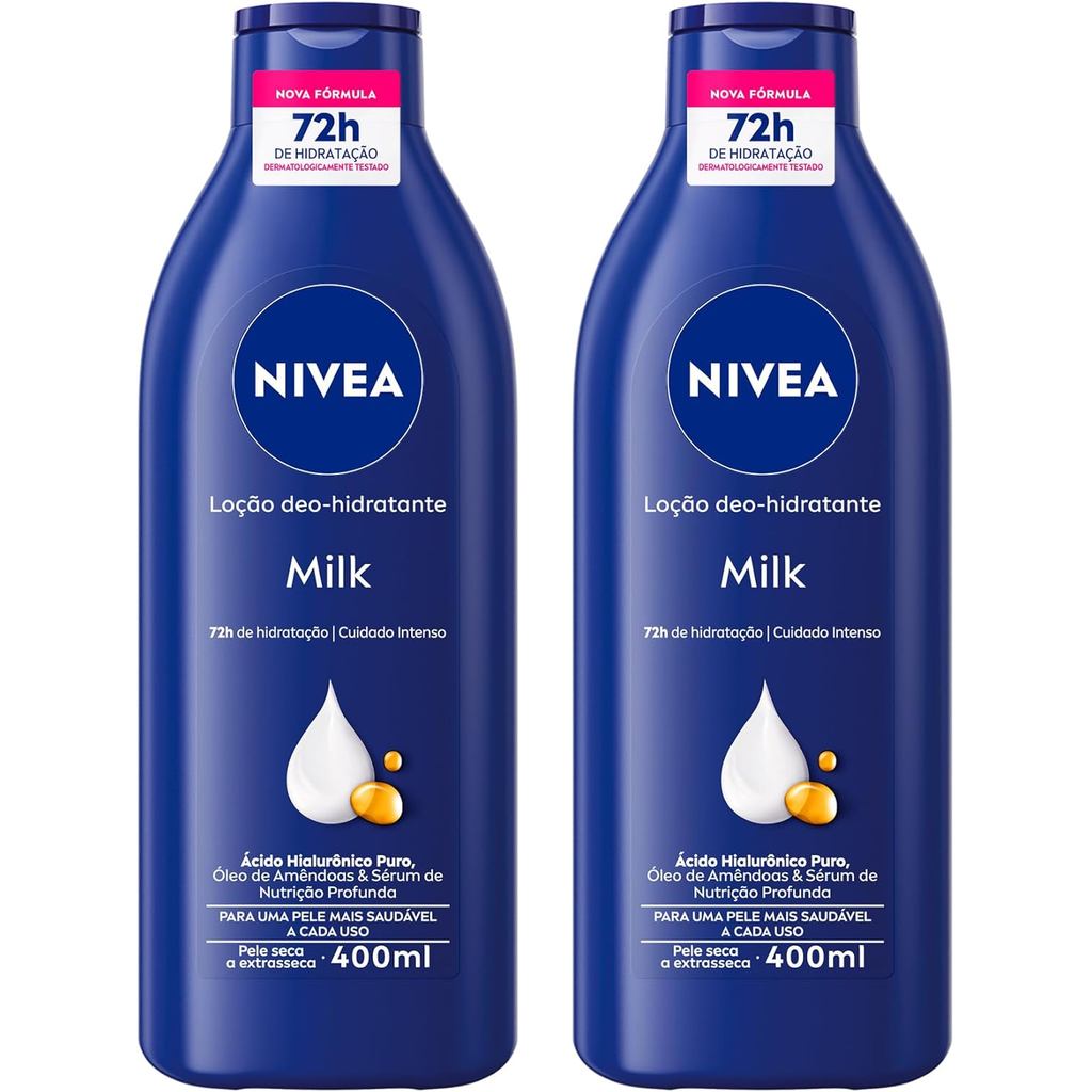 KIT C/ 2 HIDRATANTES NIVEA 400ML MILK E SOFT MILK