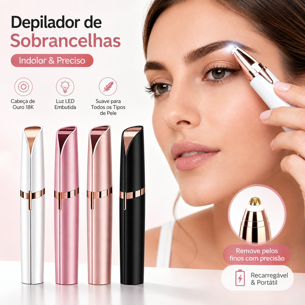 Depilador de Sobrancelhas Elétrico Indolor com LE